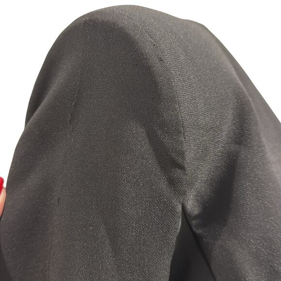 Zara NWT Black Shoulder Pads Mini Dress with Belt with Pearls & Rhinestones. - Picture 5 of 10